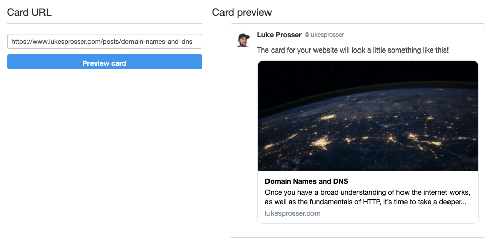 Card validator with successful preview